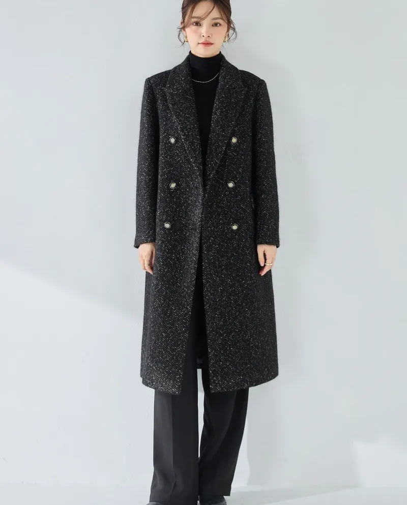 23 Cappotto di media lunghezza da donna in tweed di lana di fascia alta di lusso leggero di nuovo stile invernale Cappotto di me