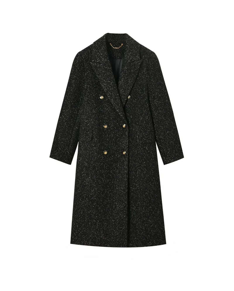 23 Cappotto di media lunghezza da donna in tweed di lana di fascia alta di lusso leggero di nuovo stile invernale Cappotto di me