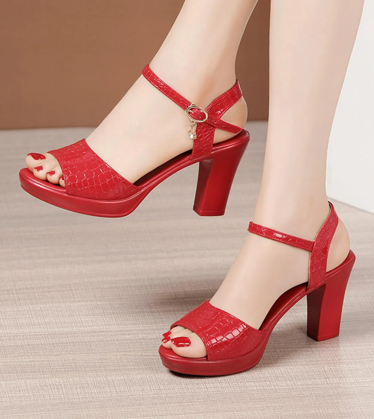 32 43 Peep Toe Ladies Summer Shoes For Dress Women Sandali con zeppa Tacco alto Donna 2022 New Female Platform Sandalsh