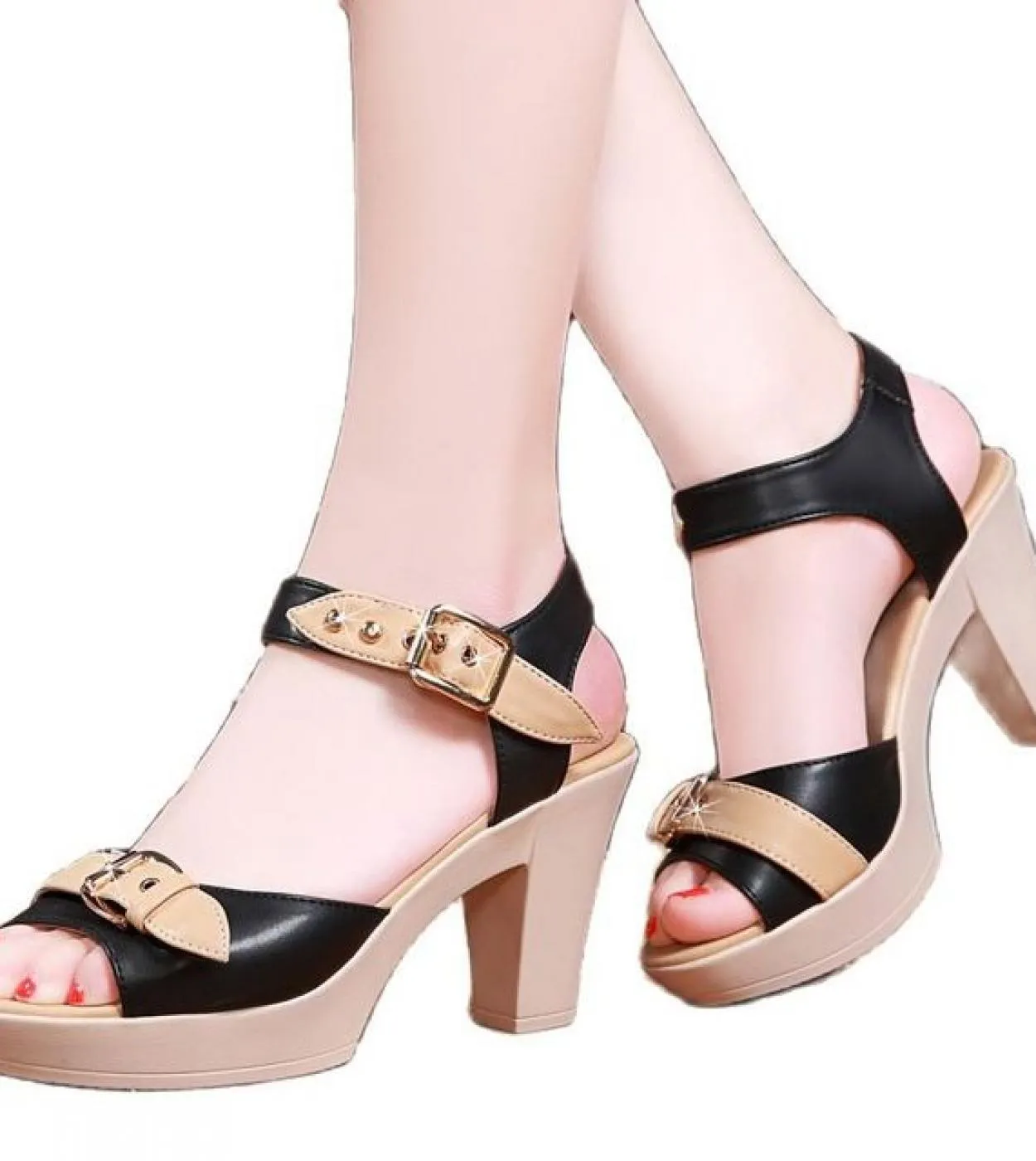 3540 Open Toe High Comode scarpe estive da donna Sandali con zeppa da donna Piattaforma donna con tacco Rivetto moda Scarpe da s
