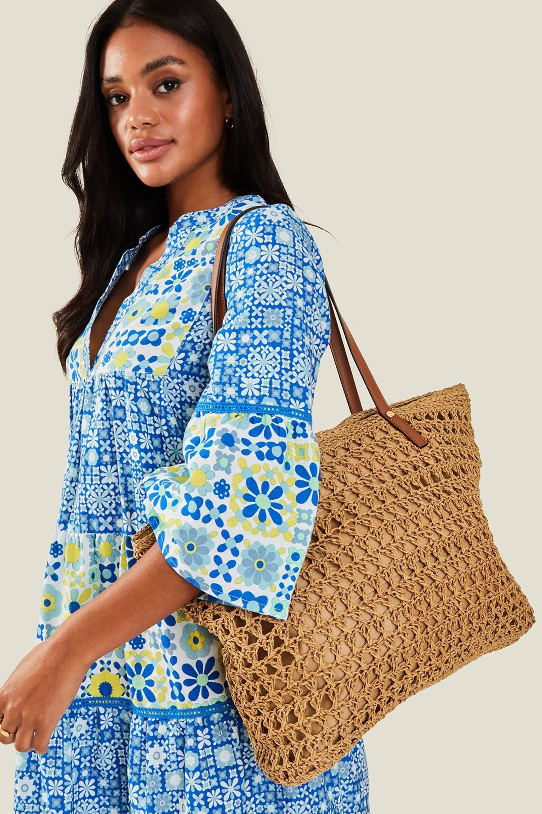 Accessorize - Borsa sulle spalle in rafia