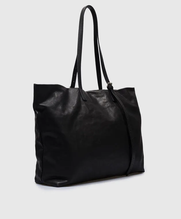 Ann Demeulemeester Borsa tote Bes in pelle nera dall'effetto vintage CO00UTB01LT137