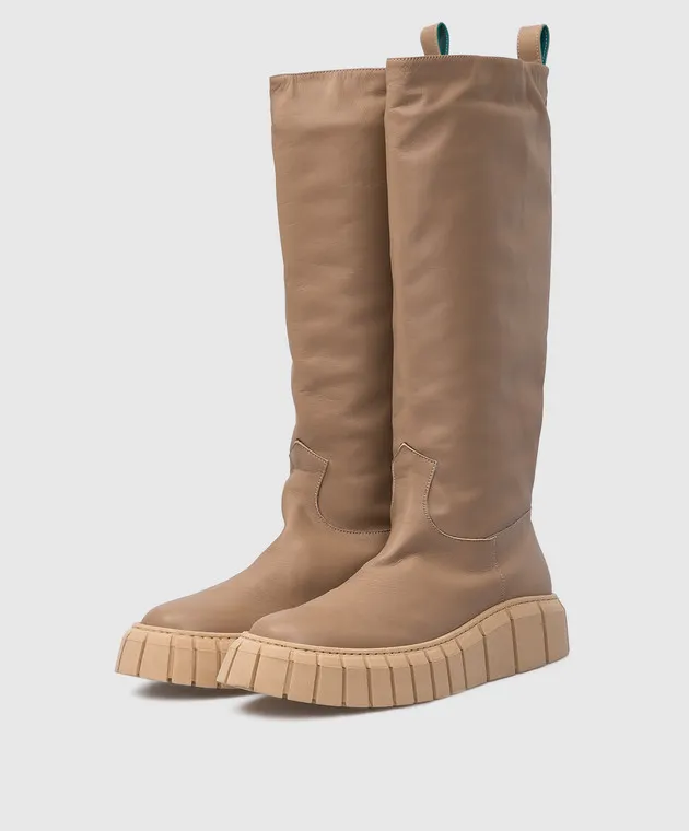 AREA Stivali in pelle beige scuro 207PILE