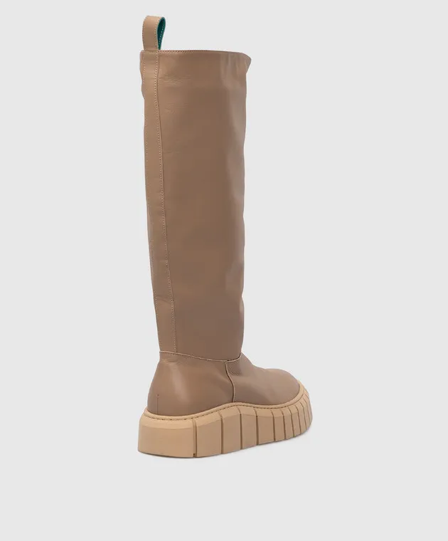 AREA Stivali in pelle beige scuro 207PILE