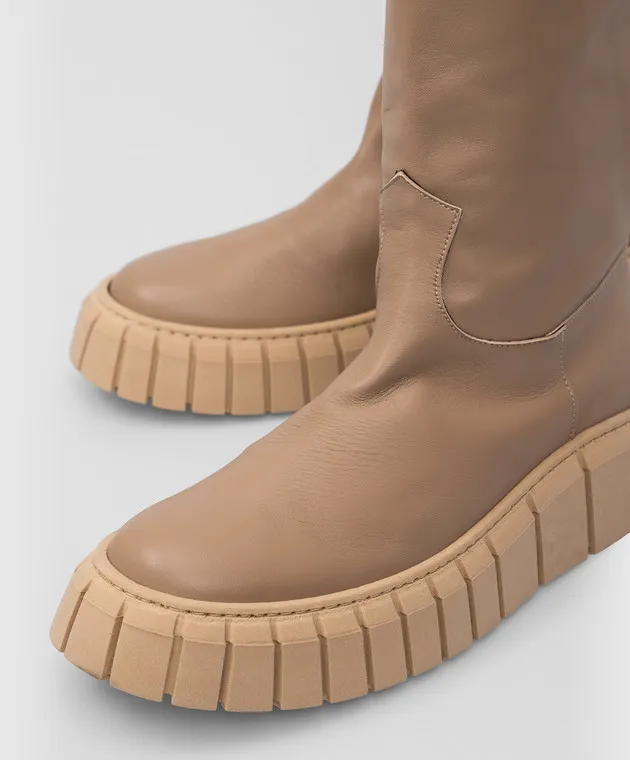 AREA Stivali in pelle beige scuro 207PILE