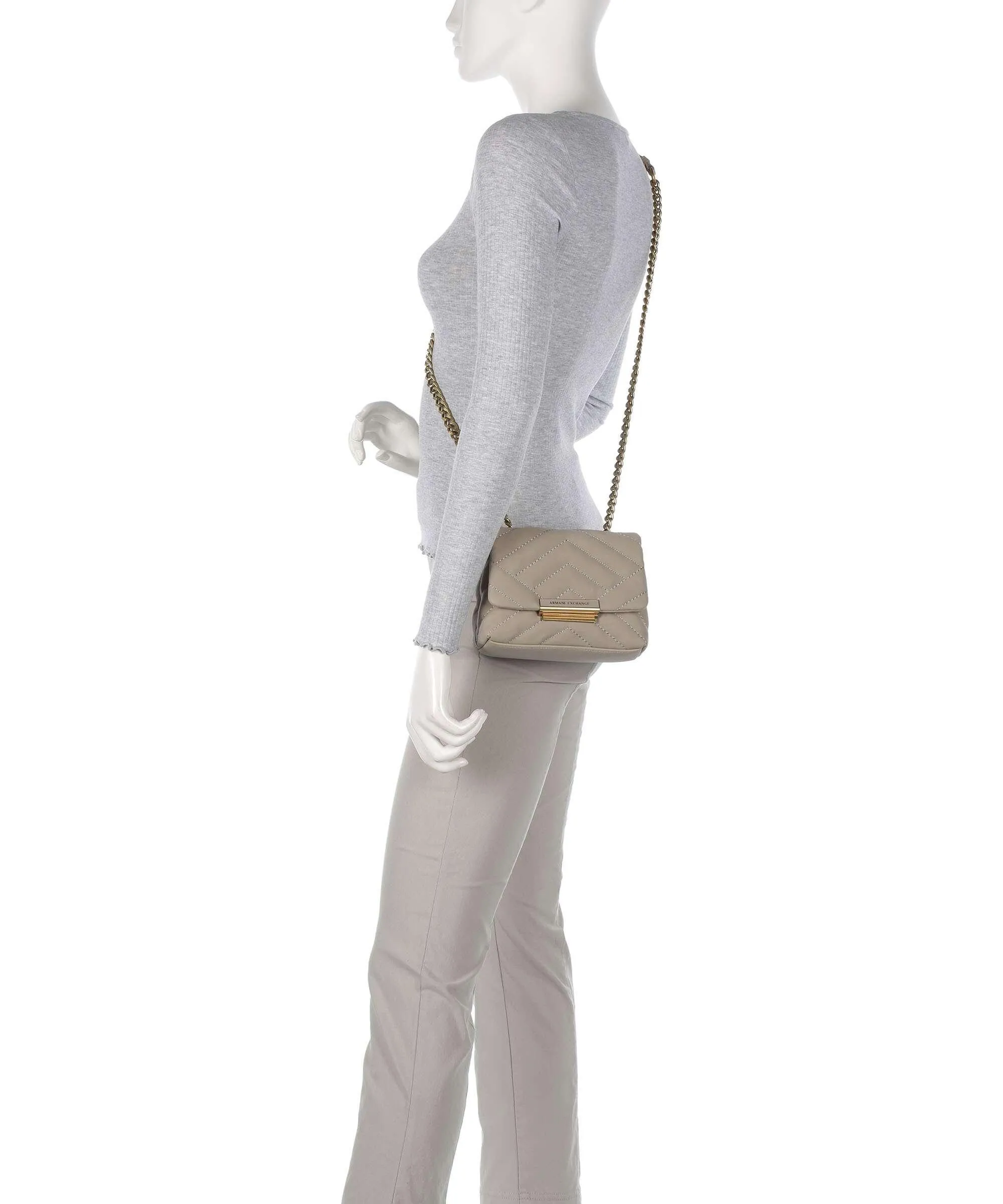  Armani Exchange Victoria Mini Borsa a tracolla pelle sintetica beige  