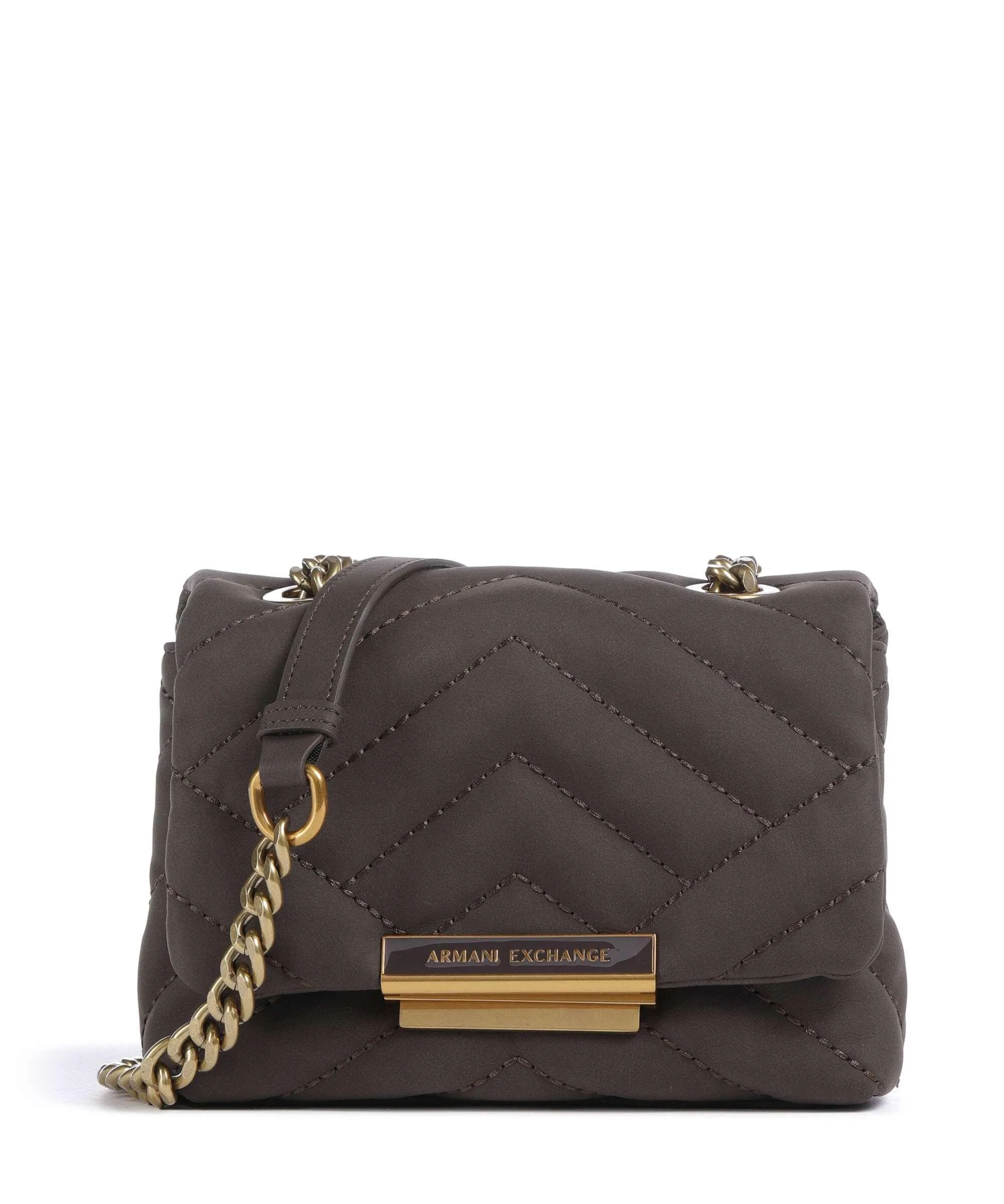  Armani Exchange Victoria Mini Borsa a tracolla pelle sintetica marrone scuro  