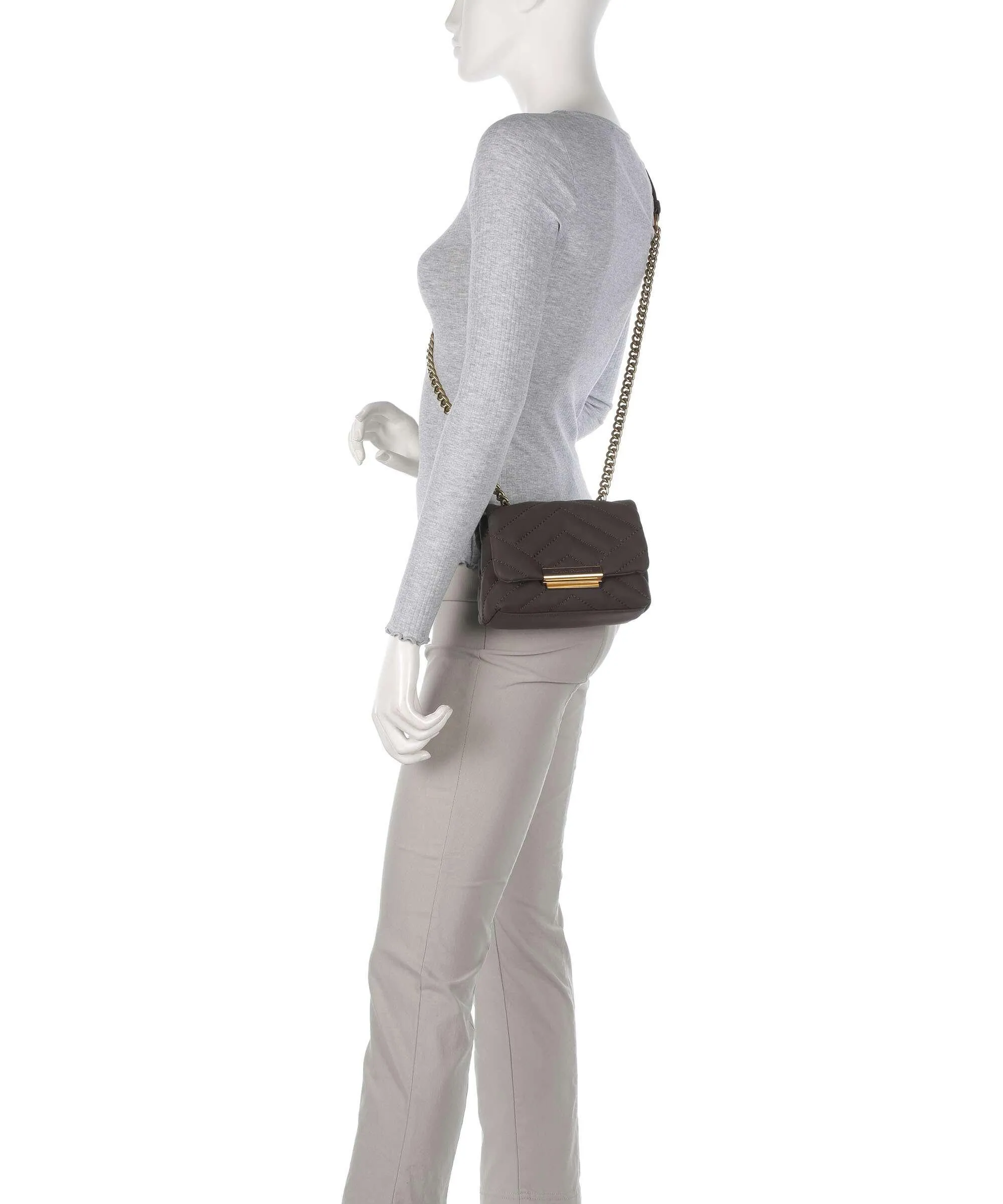  Armani Exchange Victoria Mini Borsa a tracolla pelle sintetica marrone scuro  