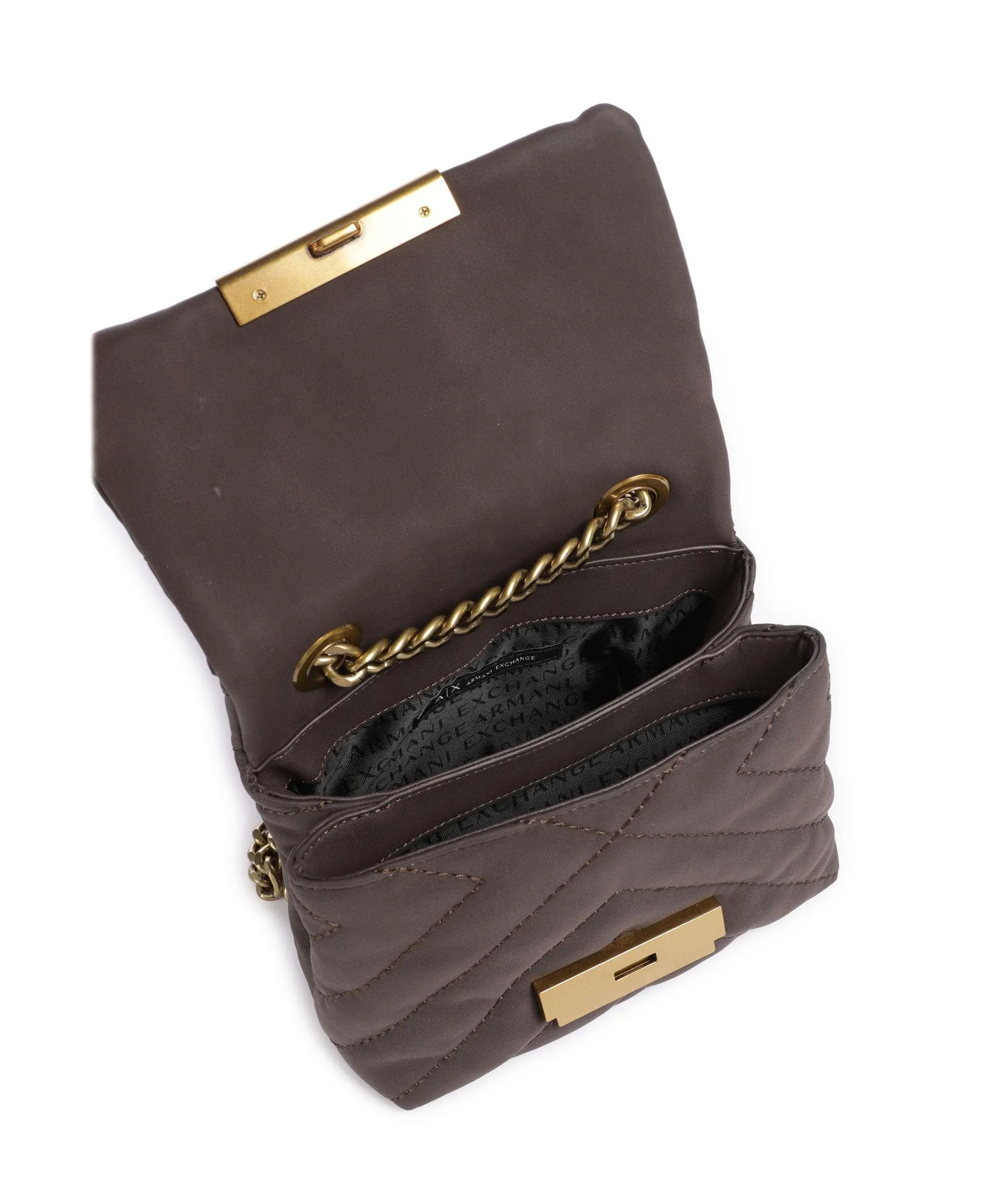  Armani Exchange Victoria Mini Borsa a tracolla pelle sintetica marrone scuro  