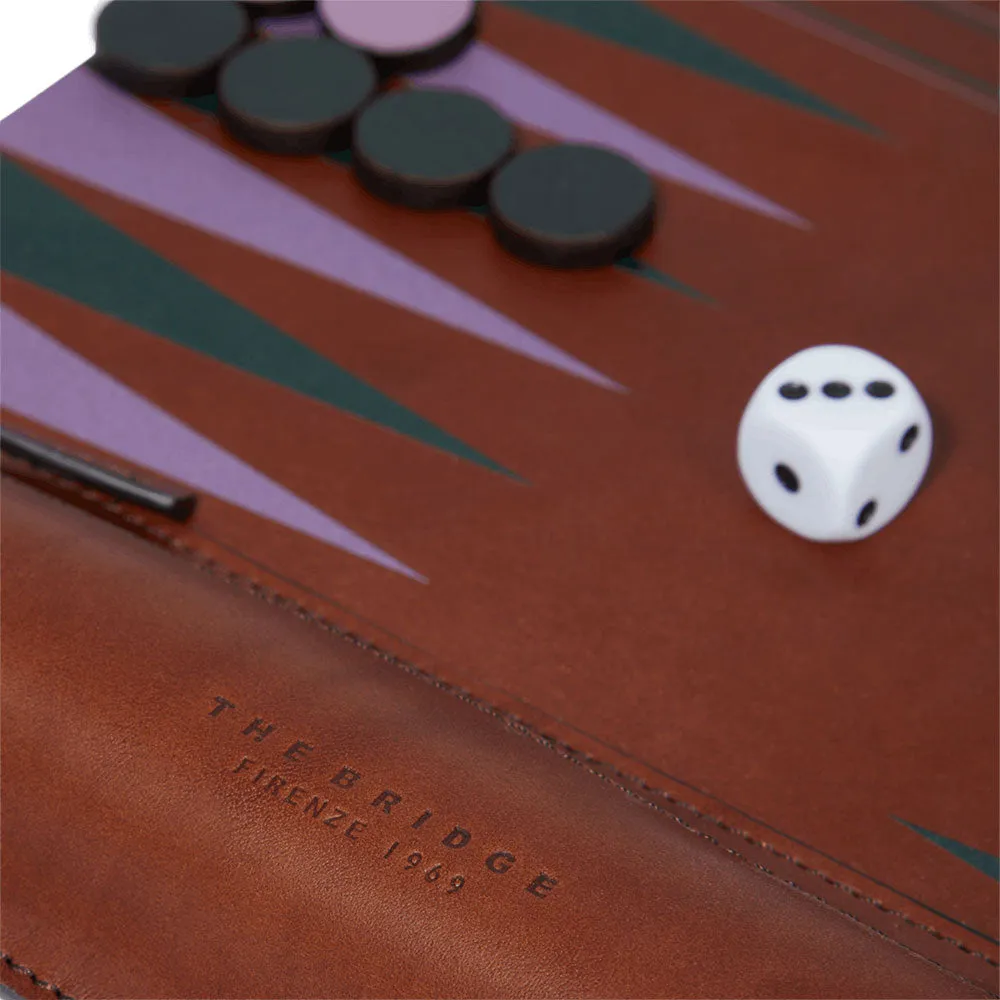 Back Gammon THE BRIDGE linea Life Style in Pelle Marrone