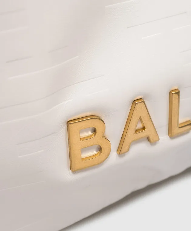 Balmain Borsa tote in pelle bianca 1945 con logo DN0FF827LETF