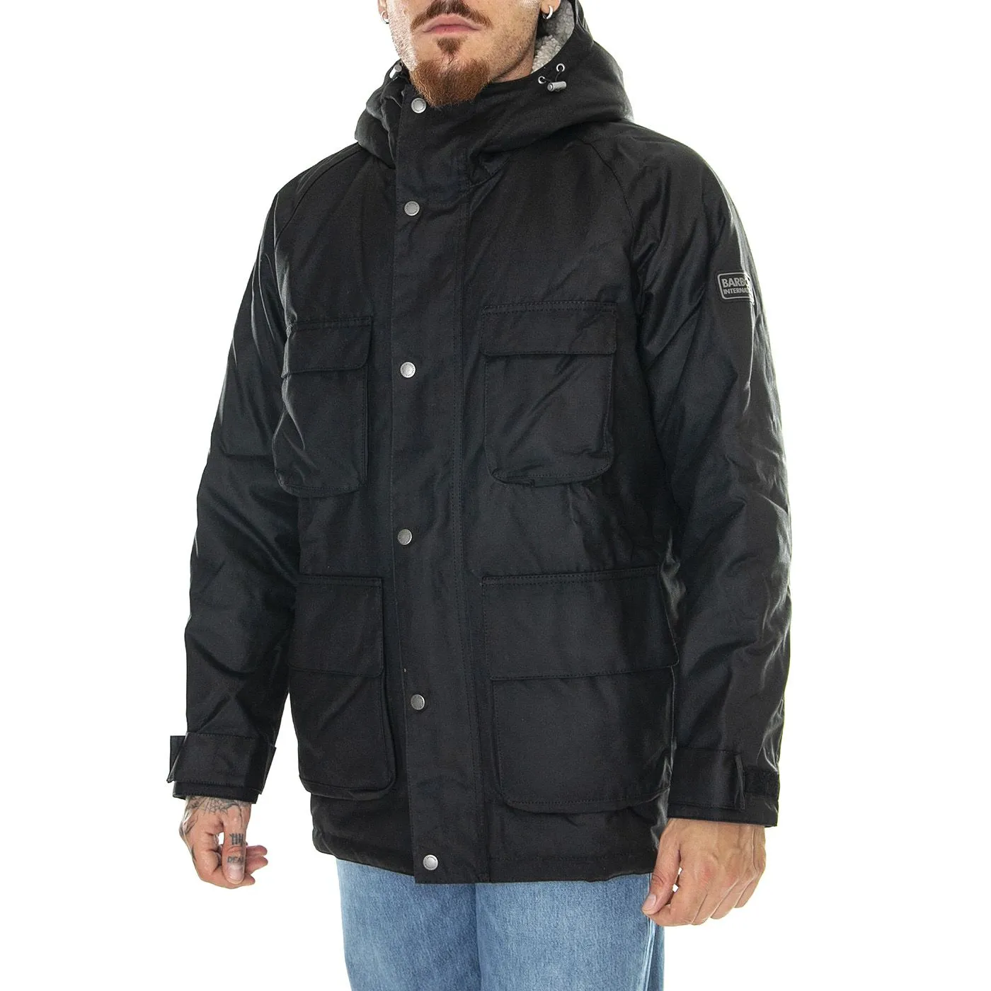 BARBOUR INTERNATIONAL M' Tantallon Wax Black Jacket - Giacca Invernale Uomo Nera    