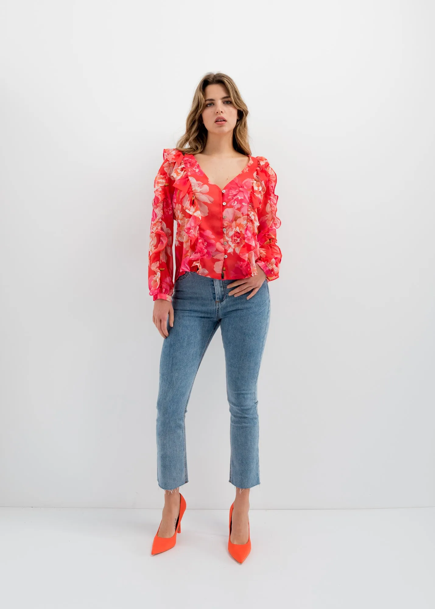 Blusa con stampa floreale