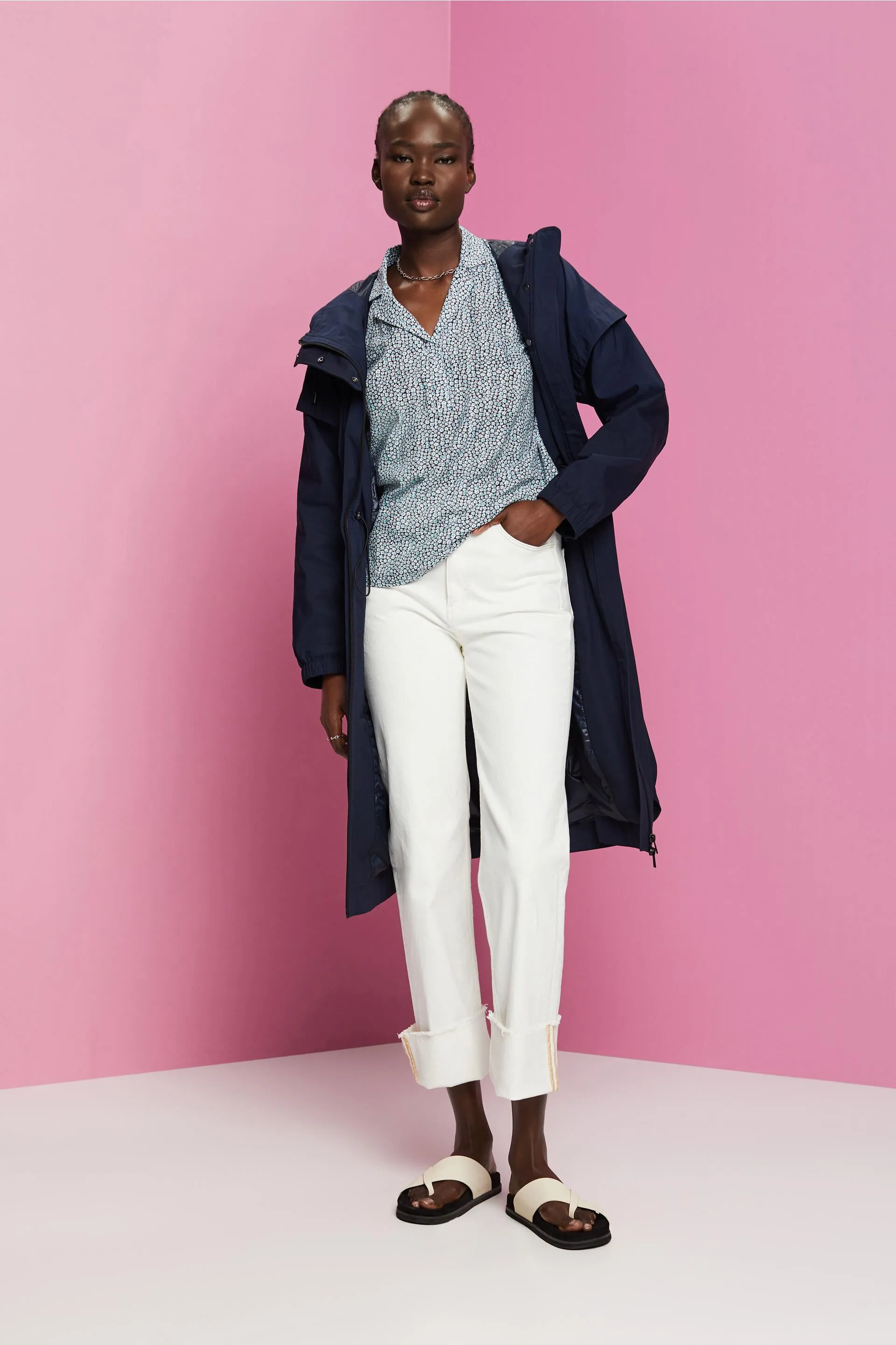 Blusa in cotone con stampa floreale