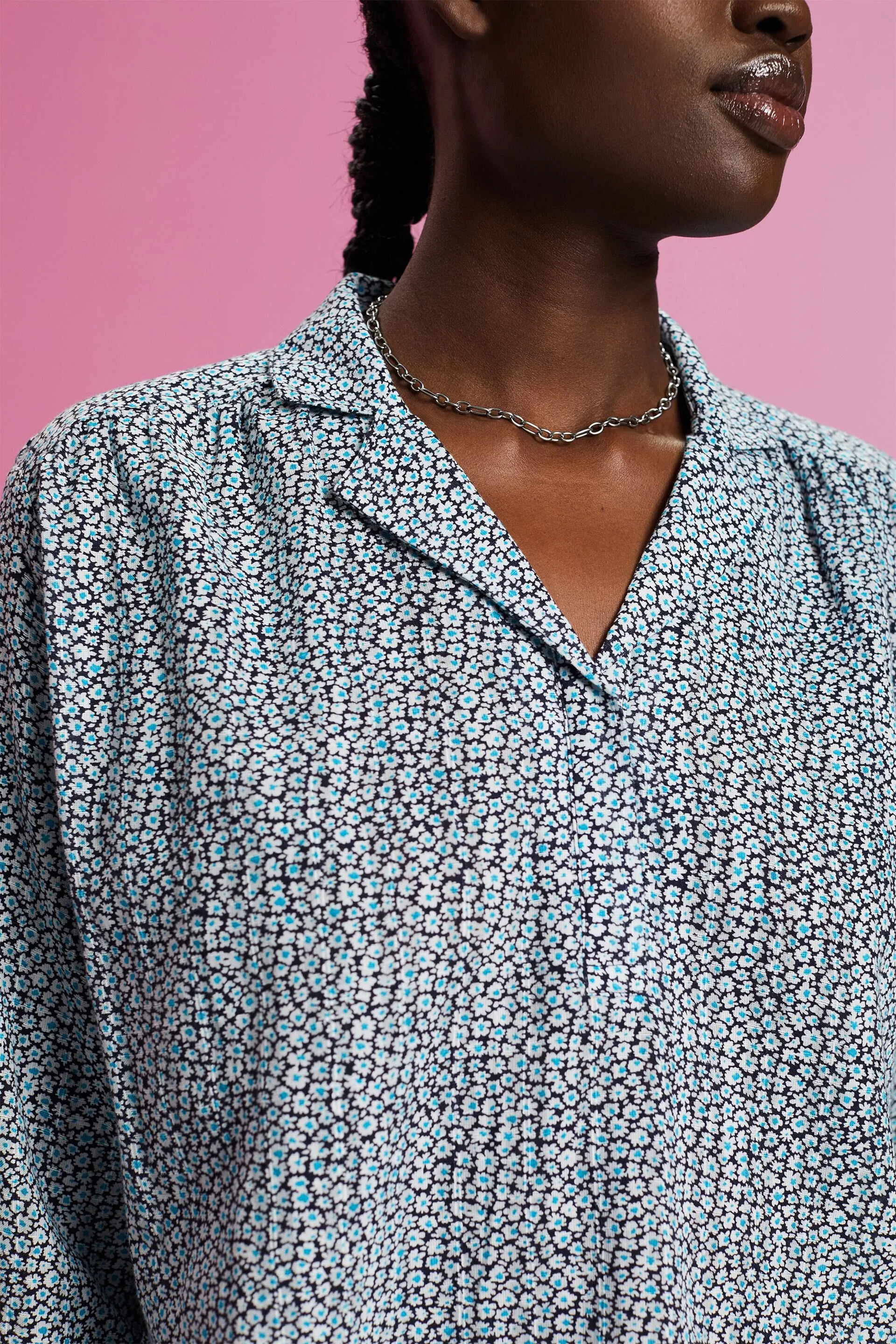 Blusa in cotone con stampa floreale