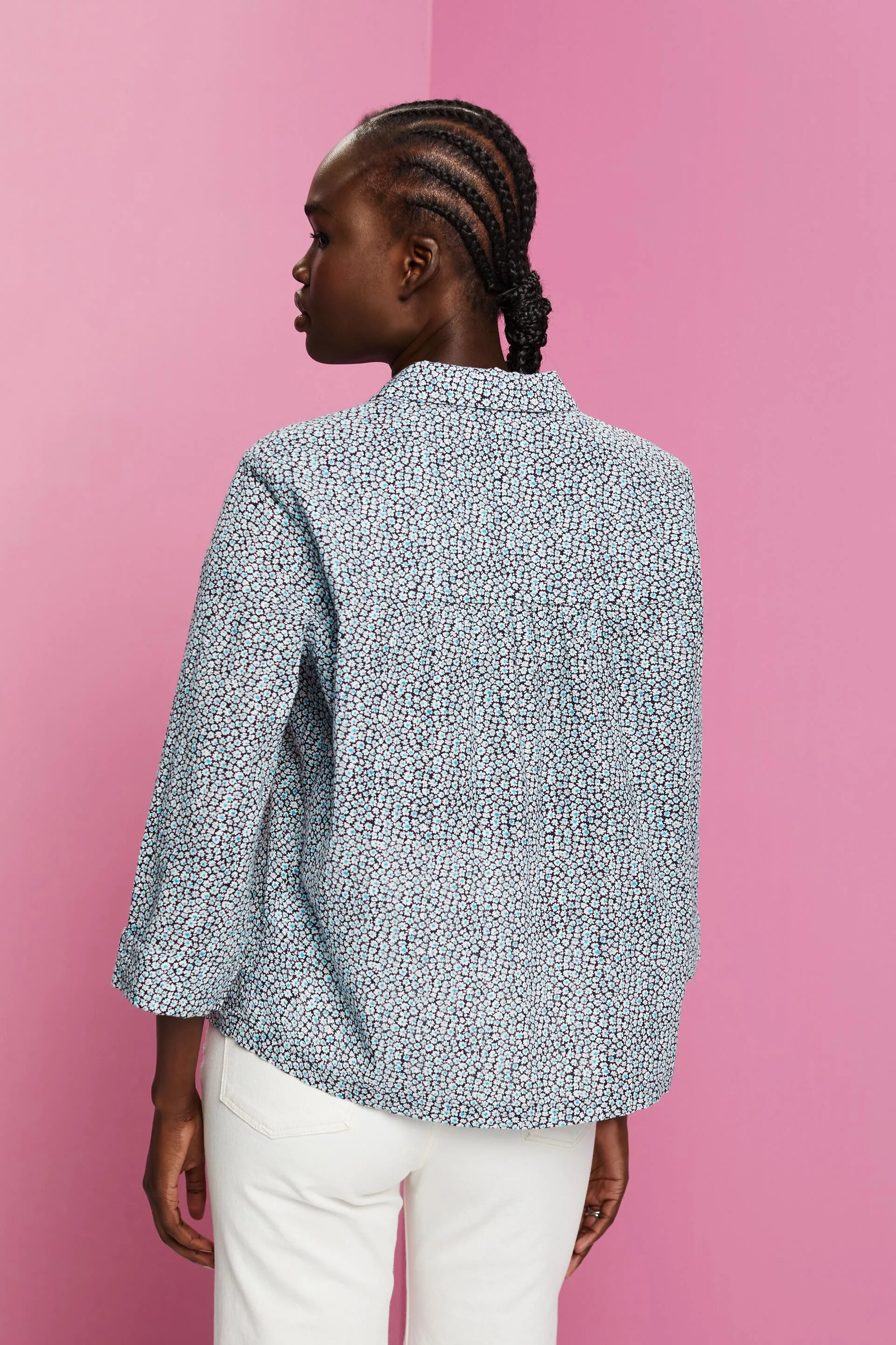 Blusa in cotone con stampa floreale