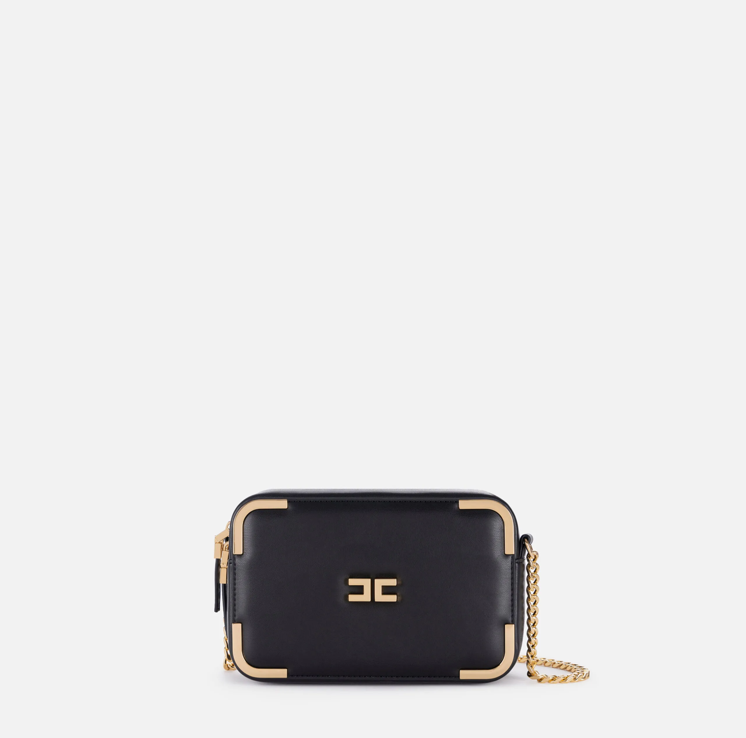 BORSA A TRACOLLA IN MATERIALE EFFETTO PELLE CON ANGOLI IN METALLO ELISABETTA FRANCHI