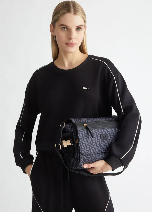 Borsa a tracolla in nylon con logo