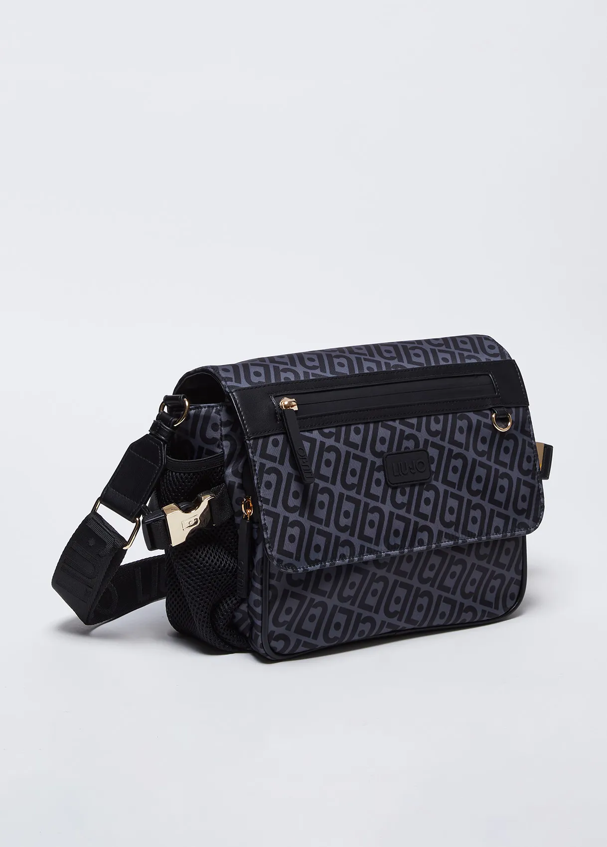Borsa a tracolla in nylon con logo