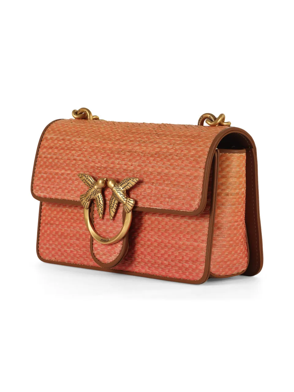 Borsa a tracolla in pelle e rafia LOVE ONE MINI LIGHT CL.
