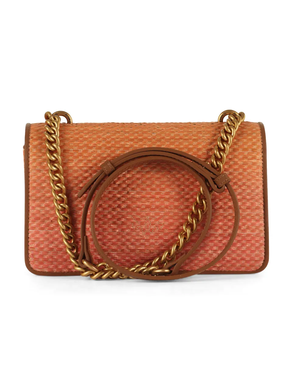 Borsa a tracolla in pelle e rafia LOVE ONE MINI LIGHT CL.