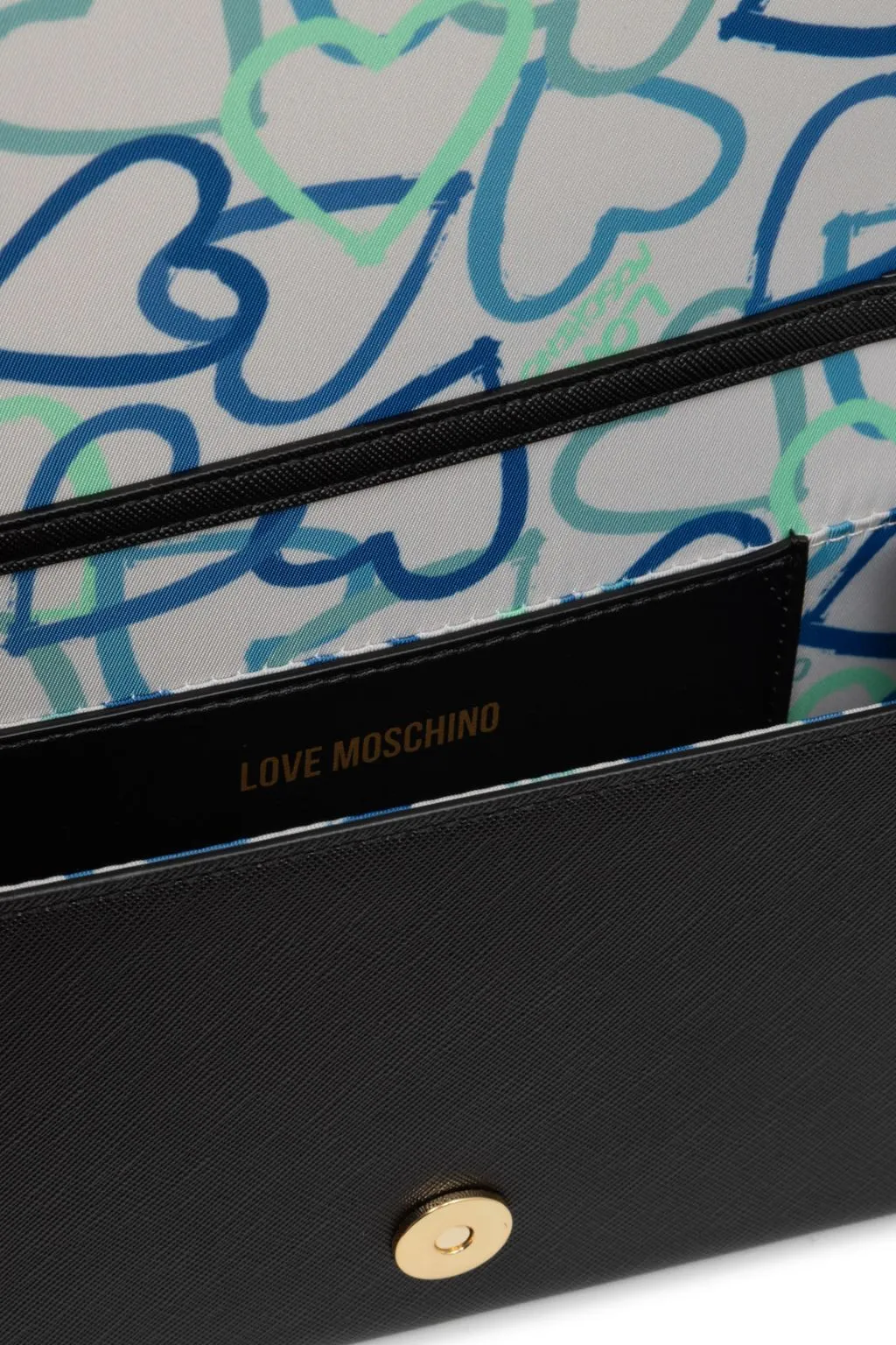 BORSA A TRACOLLA NERA LOVE MOSCHINO CON LOGO LETTERE IN METALLO 4213