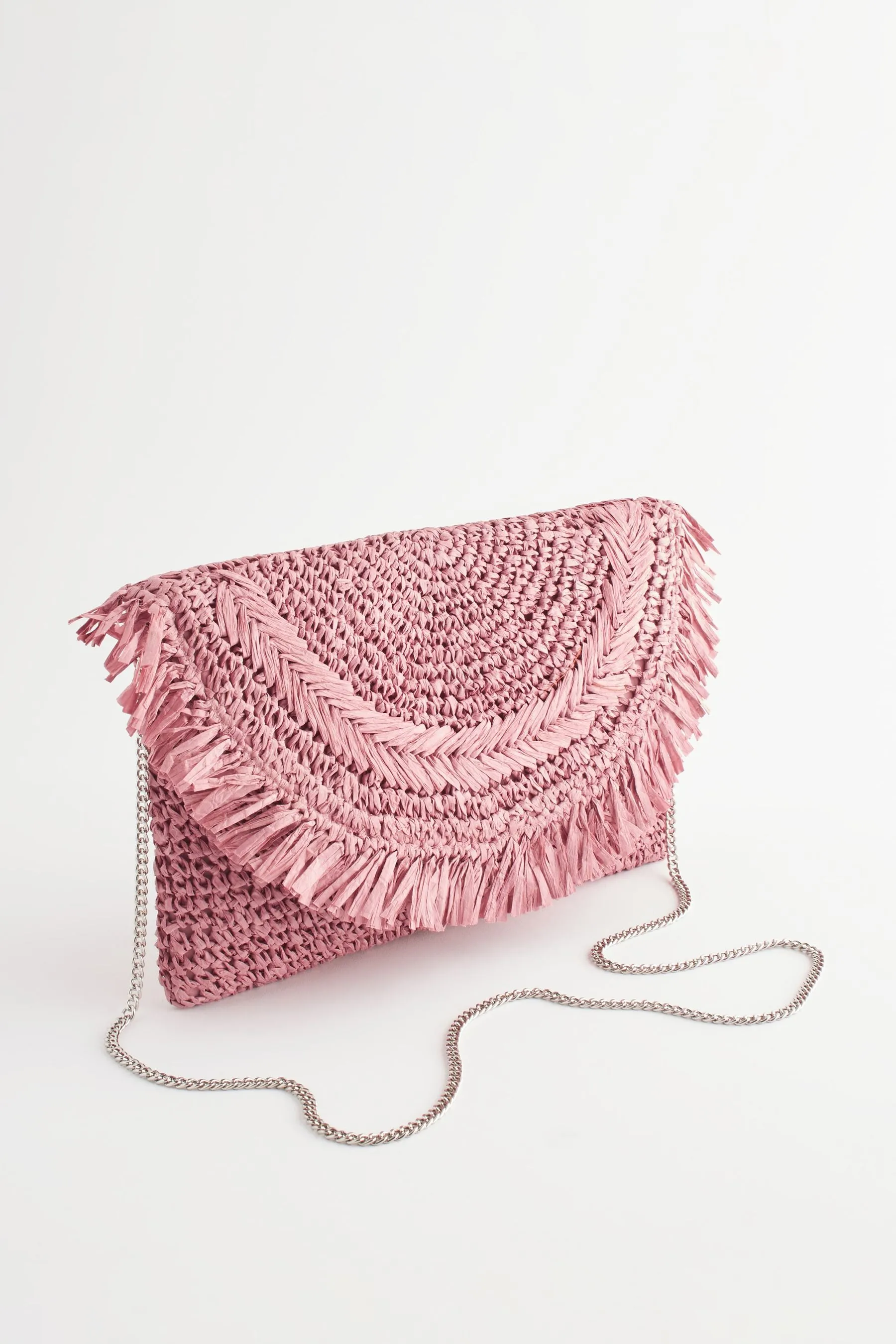 Borsa con frange in rafia