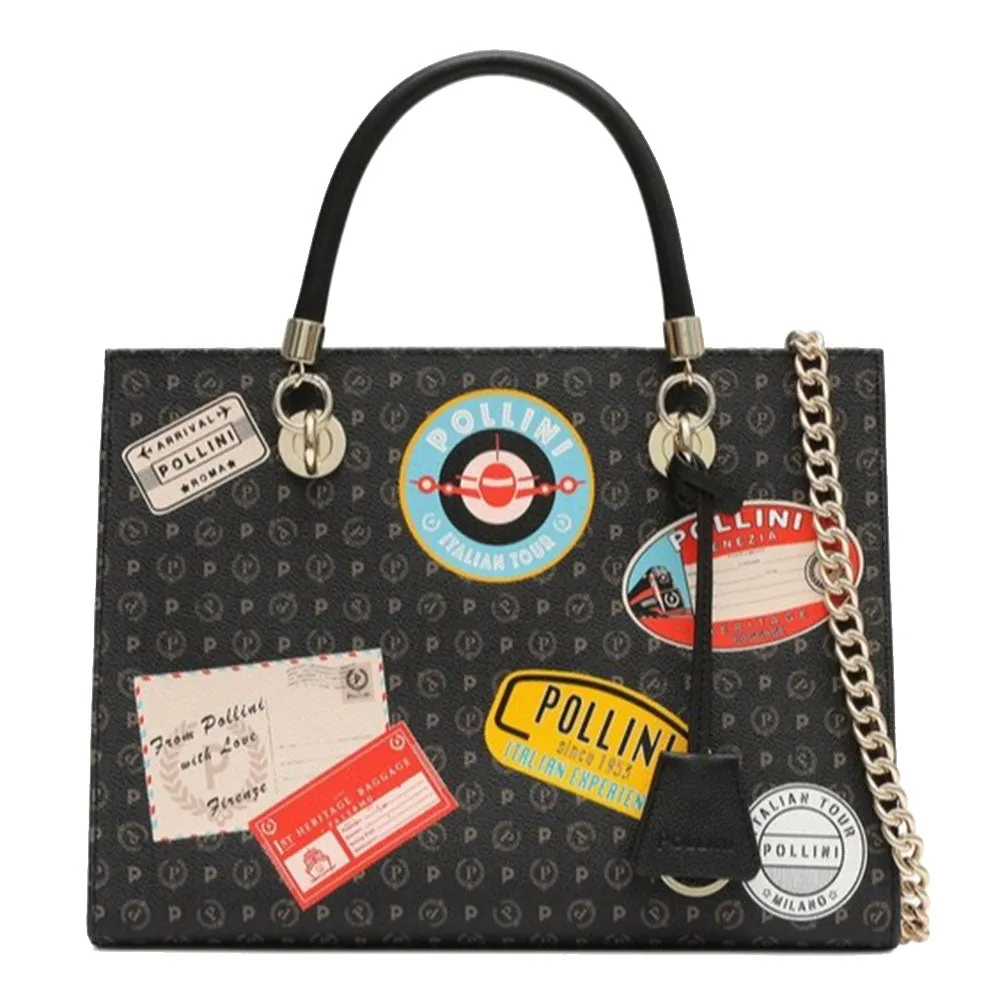 Borsa Donna a Mano con Tracolla POLLINI Linea Heritage Patch Nero
