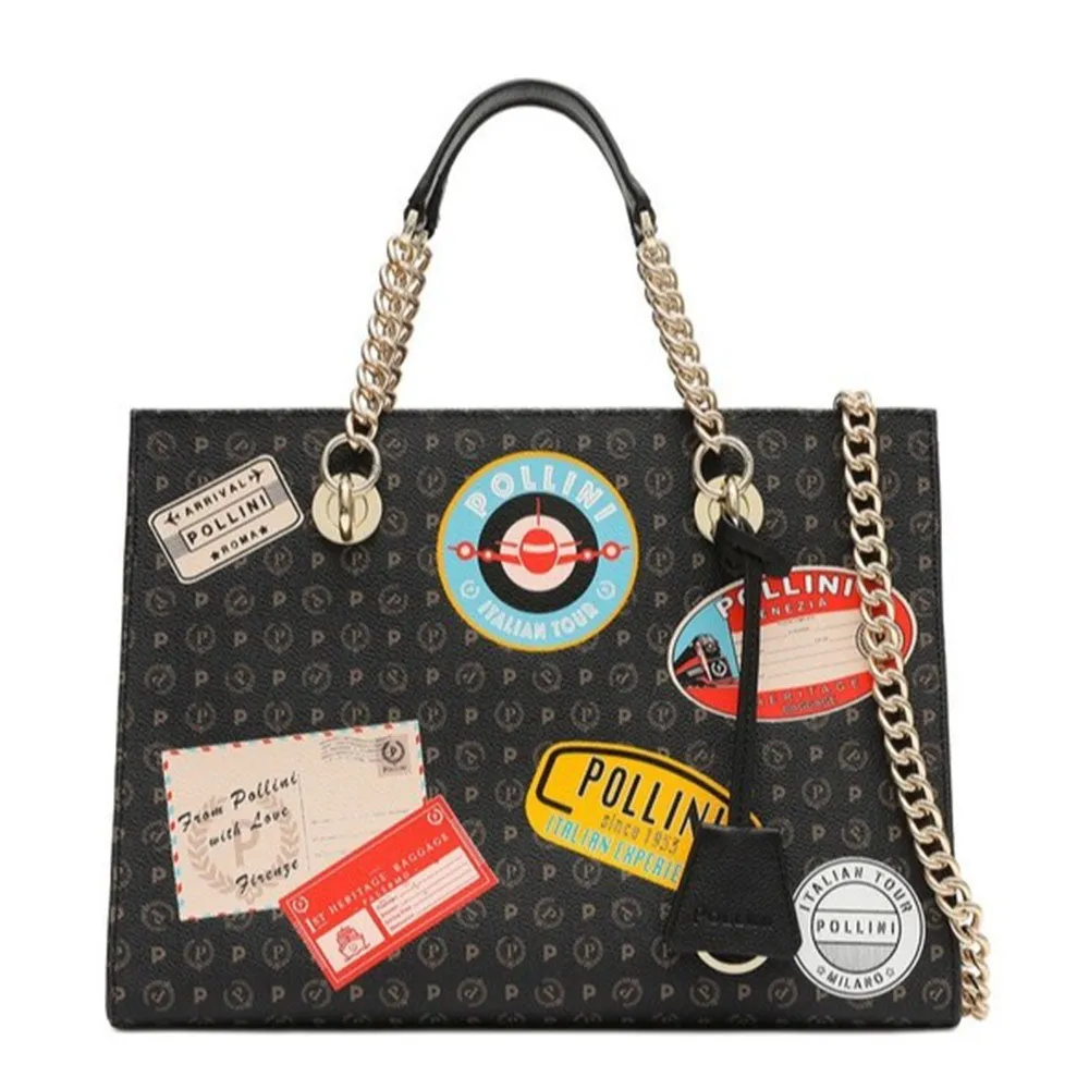 Borsa Donna a Mano con Tracolla POLLINI Linea Heritage Patch Nero