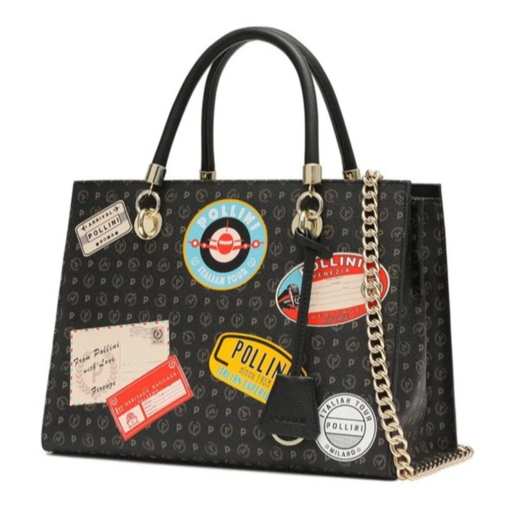 Borsa Donna a Mano con Tracolla POLLINI Linea Heritage Patch Nero