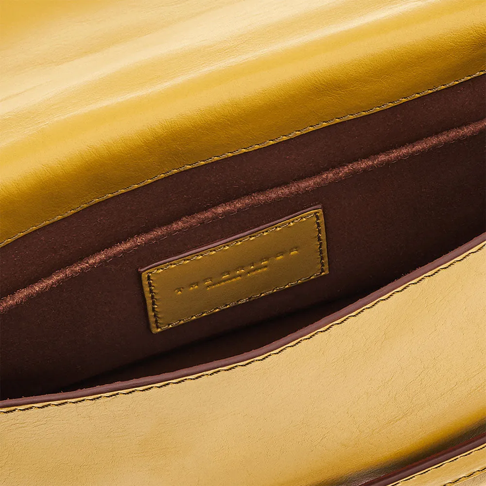 Borsa Donna a Tracolla Grande THE BRIDGE in Pelle Giallo Limone linea Lucrezia