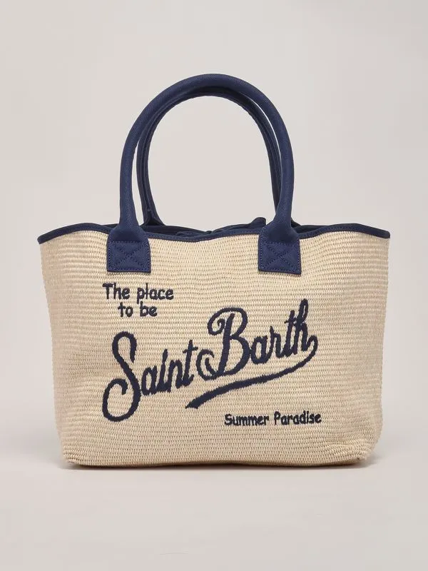 Borsa donna MC2 Saint Barth Vionette in rafia Naturale-Navy