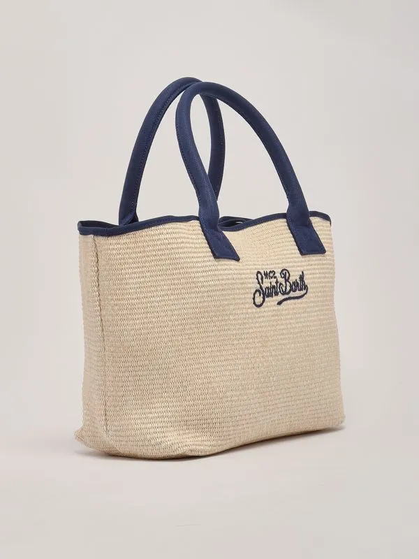 Borsa donna MC2 Saint Barth Vionette in rafia Naturale-Navy