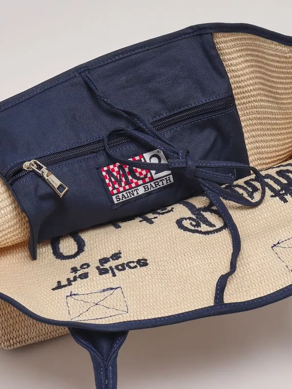 Borsa donna MC2 Saint Barth Vionette in rafia Naturale-Navy