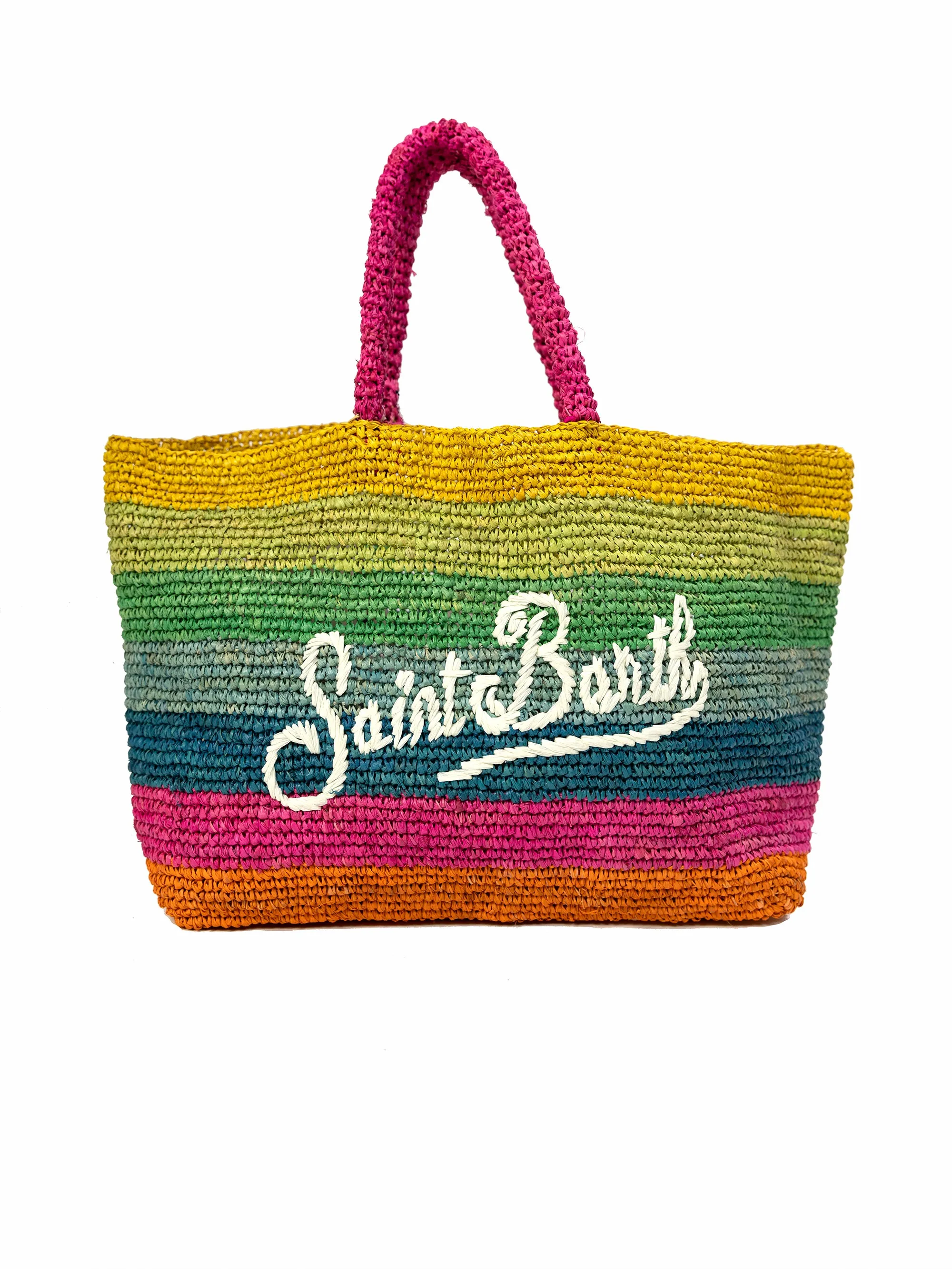 Borsa in Rafia a Righe Multicolor