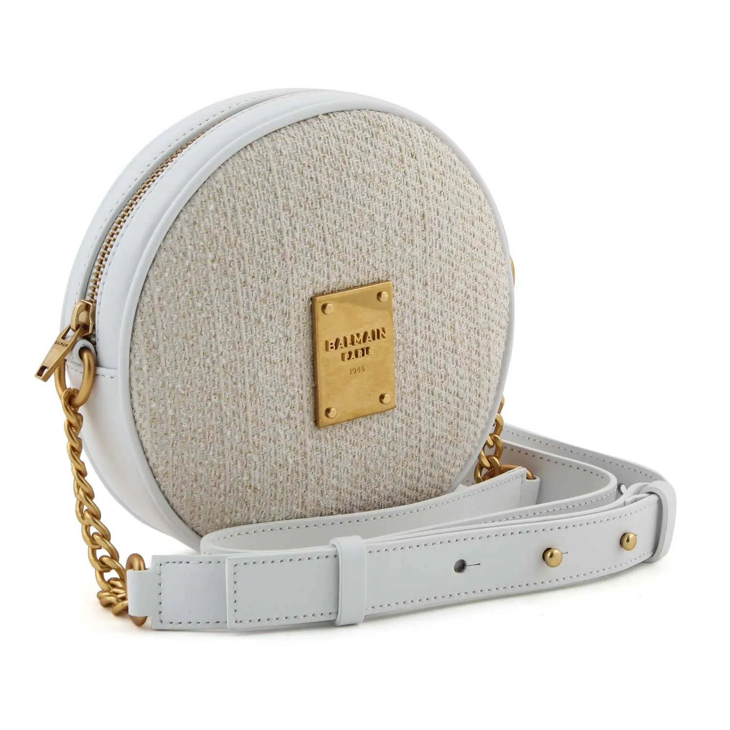 Borsa Tracolla Rotonda Bianca E Oro
