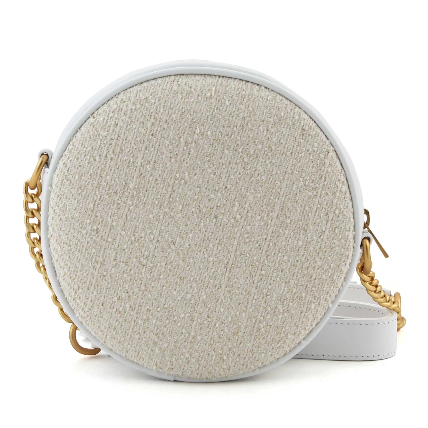 Borsa Tracolla Rotonda Bianca E Oro