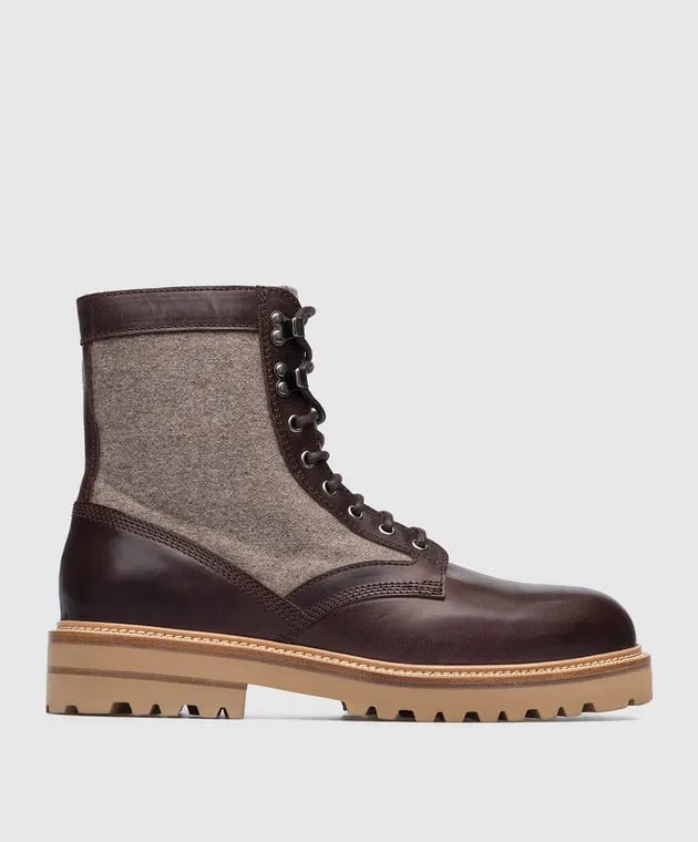 Brunello Cucinelli Stivali in pelle marrone MZUCTUR849