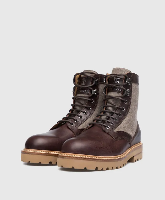 Brunello Cucinelli Stivali in pelle marrone MZUCTUR849