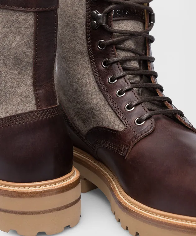 Brunello Cucinelli Stivali in pelle marrone MZUCTUR849