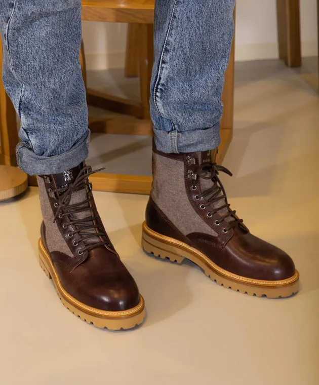 Brunello Cucinelli Stivali in pelle marrone MZUCTUR849