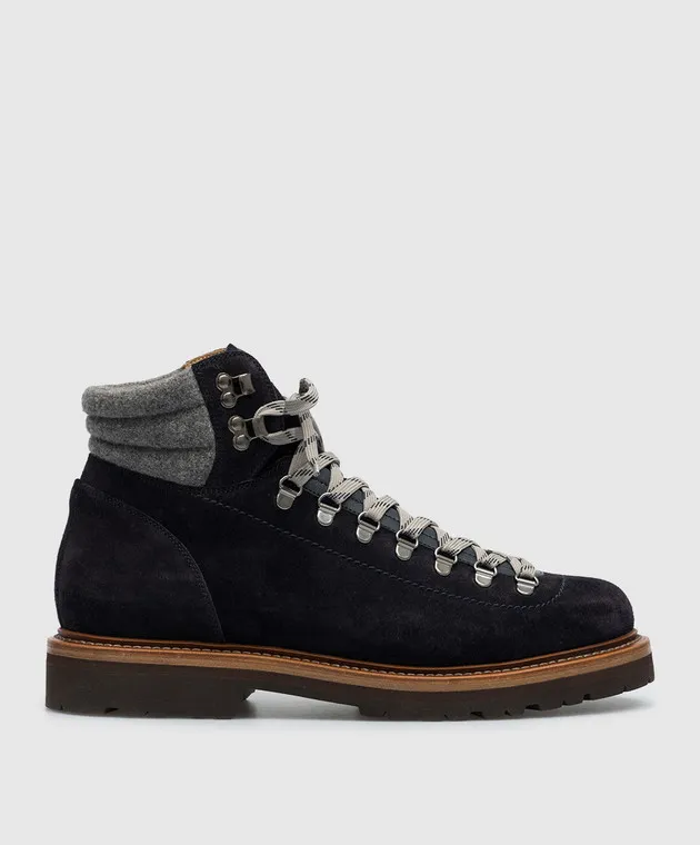 Brunello Cucinelli Stivali in pelle scamosciata blu montagna MZUPEFS890