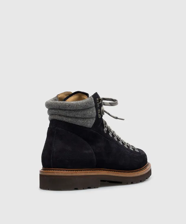 Brunello Cucinelli Stivali in pelle scamosciata blu montagna MZUPEFS890