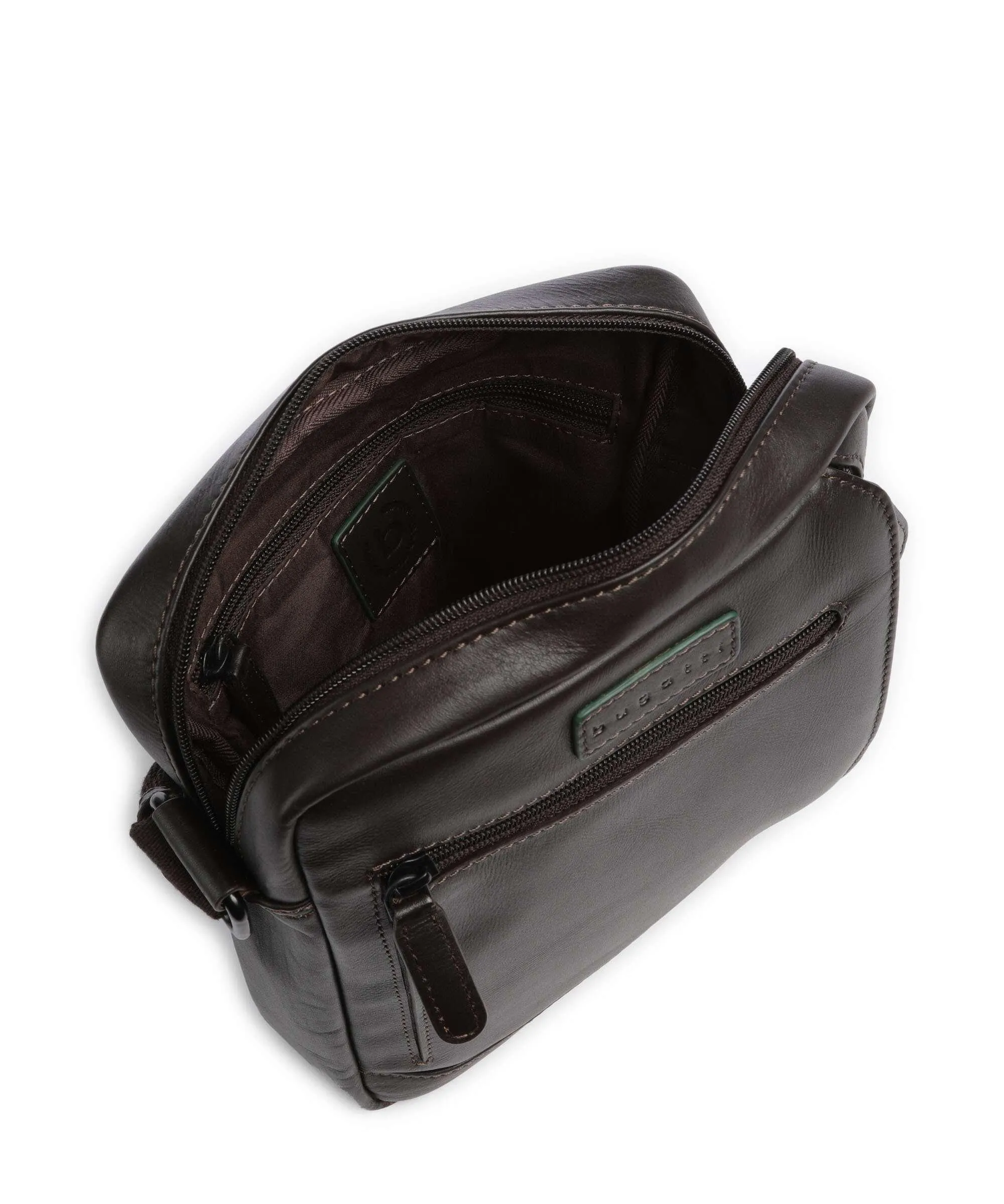  Bugatti Clark Borsa a tracolla pelle di vacchetta finemente grana marrone scuro  
