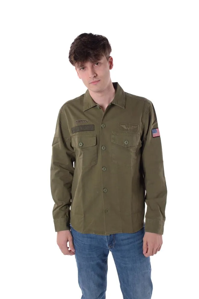 camicia badge resort uomo verde