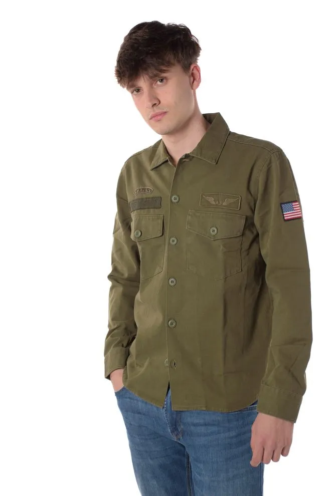 camicia badge resort uomo verde
