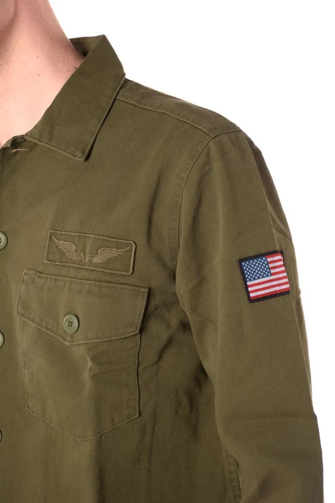 camicia badge resort uomo verde