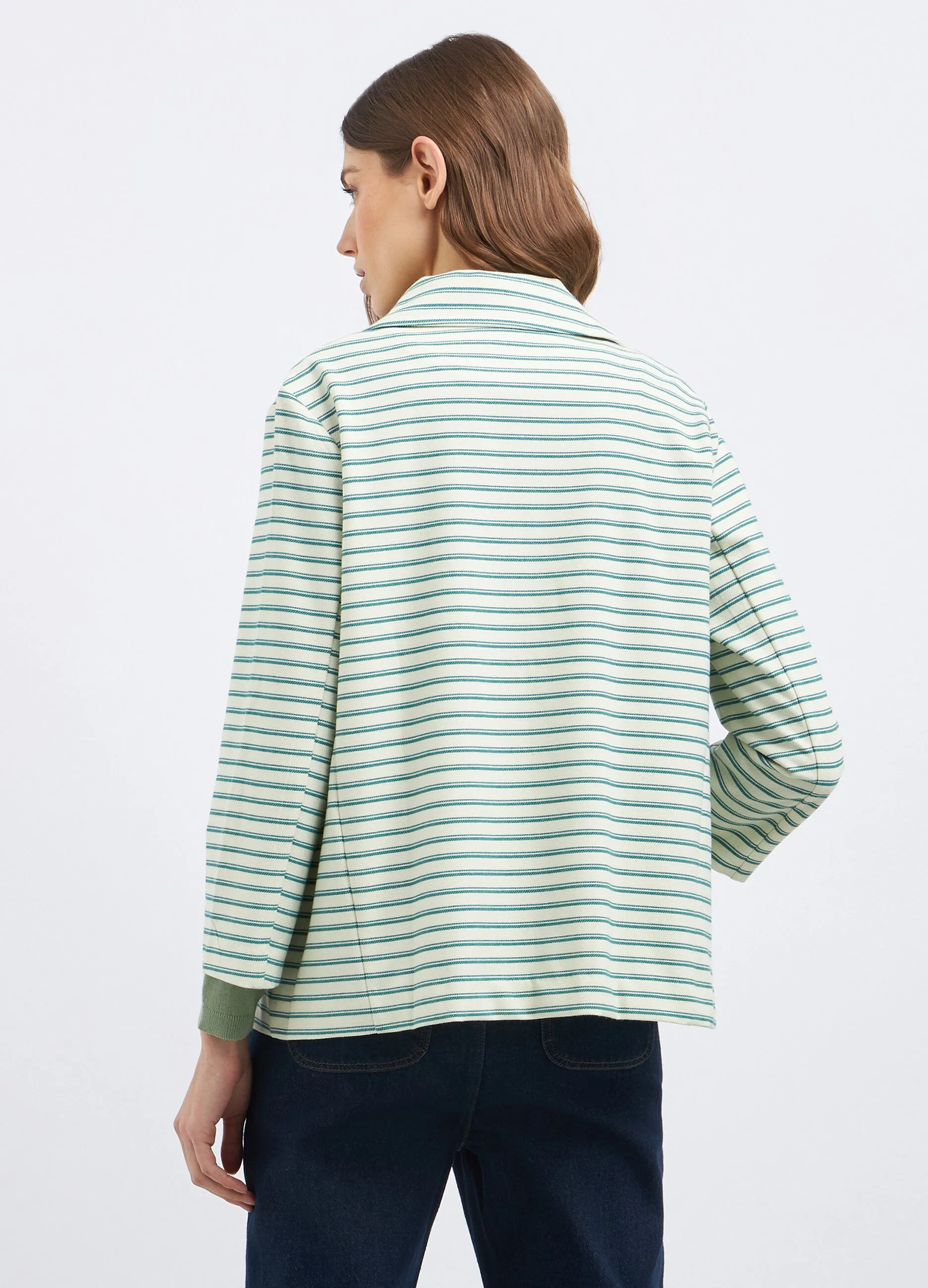 Cappotto corto in doppiopetto rigato donna