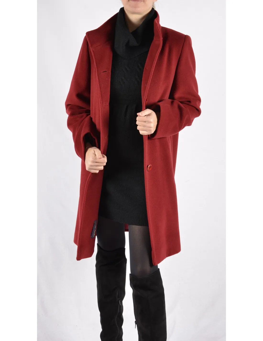 Cappotto Donna in lana Mod Donatella Bordeux