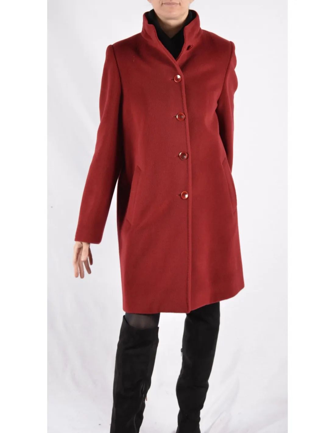Cappotto Donna in lana Mod Donatella Bordeux